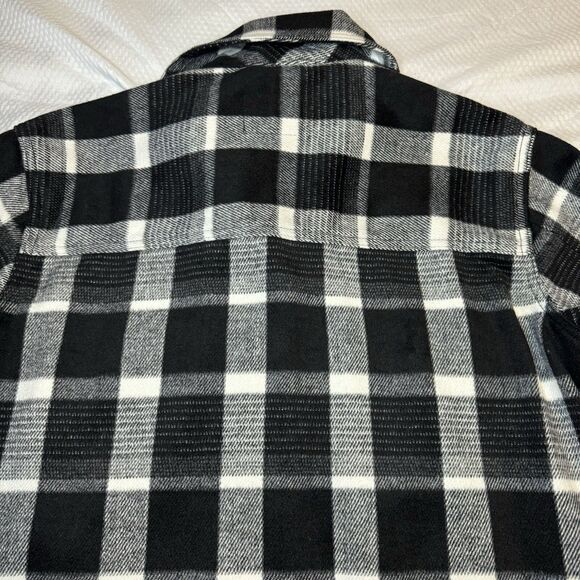 OLD NAVY Black Plaid Soft Brushed Shacket Wool Jacket Pockets Women’s Large L - Picture 10 of 14